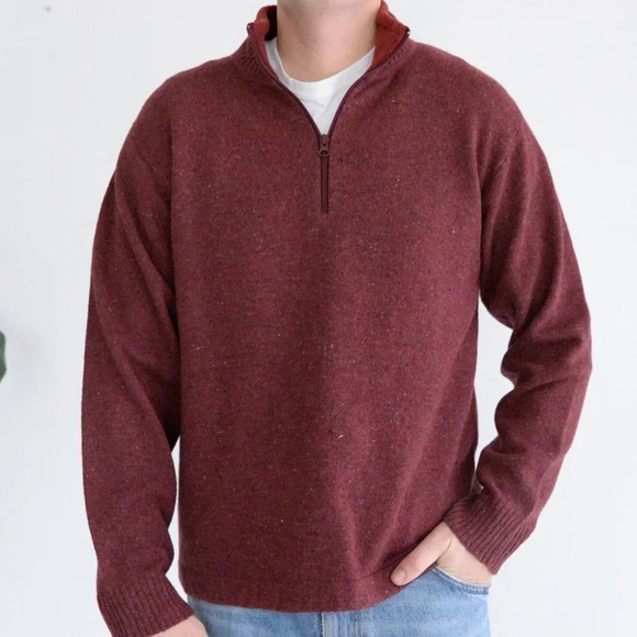 Woolrich Vintage 70% Wool Maroon Half Zip Pullover Sweater Medium - Picture 2 of 10